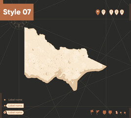 Victoria, Australia - map in vintage style, retro style, sepia, vintage. Vector map.