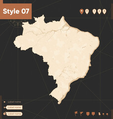 Brazil - map in vintage style, retro style, sepia, vintage. Vector map.