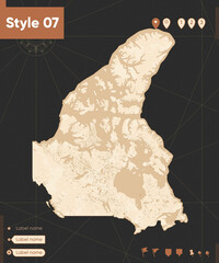 Canada - map in vintage style, retro style, sepia, vintage. Vector map.