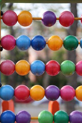 close up of colorful balls in park