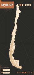 Chile - map in vintage style, retro style, sepia, vintage. Vector map.