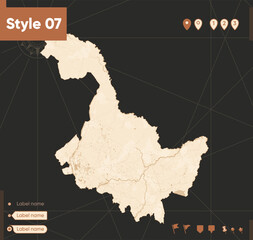 Heilongjiang, China - map in vintage style, retro style, sepia, vintage. Vector map.