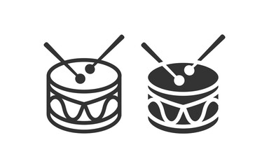 Drum icon. Beat parade symbol. Sign music tool vector.