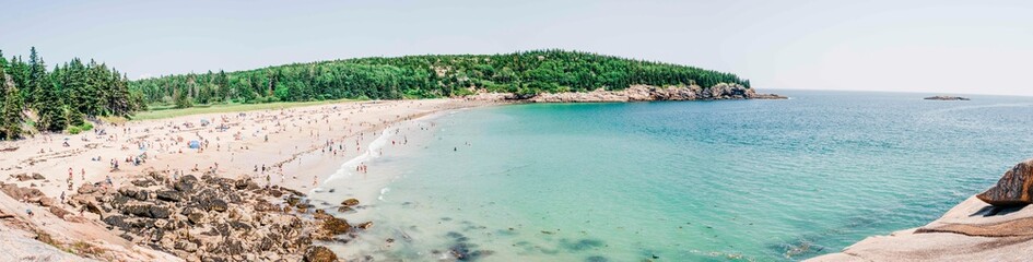 Sandy beach on a sunny day at Acadia National Park
