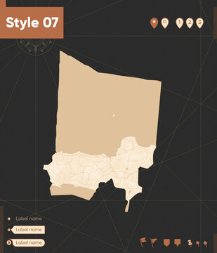 Central Java, Indonesia - map in vintage style, retro style, sepia, vintage. Vector map.