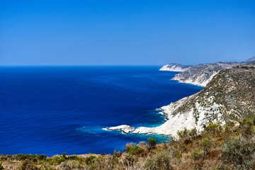 Fototapeta na wymiar Rocky cliff on the coast of the island of Kefalonia