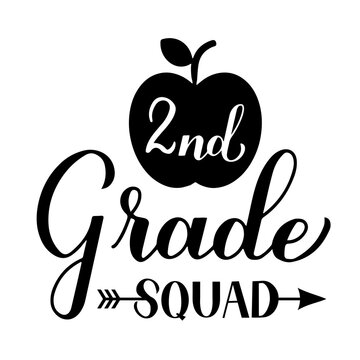 2nd Grade Squad Calligraphy Hand Lettering Isolated On White. First Day Of School. Vector Template For Typography Poster, Banner, Flyer, Greeting Card, Postcard, T-shirt, Etc