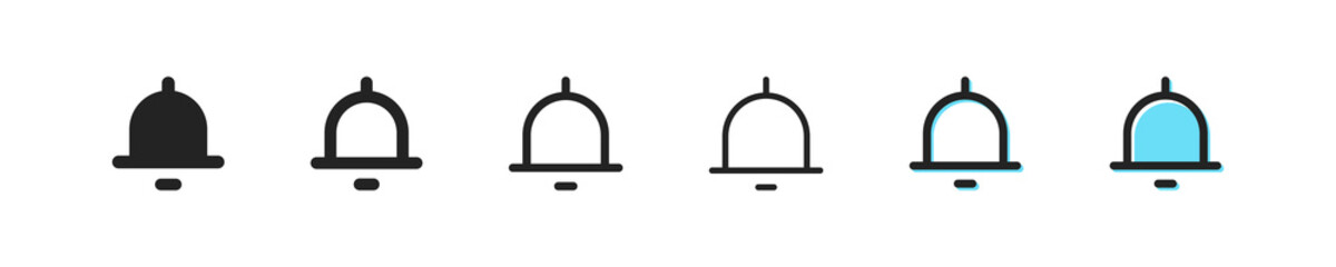 Bell icon. Vector symbol ringing. Simple outline icons of the signal. Bells icons set. Message sound web icon.