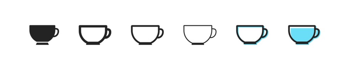 Cup of the coffee icon. Cup vector symbol. Simple mug outline icons. Cafe mug icons set. Flat beverage web icon.