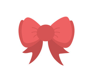 Red bow in cartoon style isolated on white background,  vector illustration