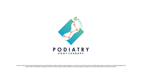 Podiatry logo design template with unique concept and creative element Premium Vector