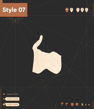 Darkhan Uul, Mongolia - map in vintage style, retro style, sepia, vintage. Vector map.