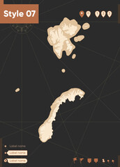 Norway - map in vintage style, retro style, sepia, vintage. Vector map.