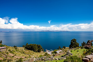 Taquile Island, in Lake Titicaca, belongs to the district of Amantani, Puno, Peru