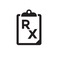 Obraz premium Rx prescription icon for medical design isolated on white background. Medical treatment. Health care. Medical insurance. Vector illustration 10 eps