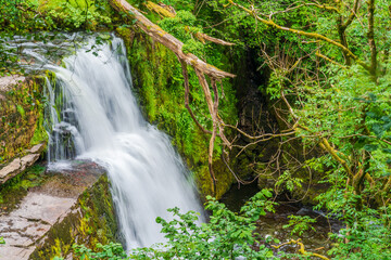 Sgwd Clun-Gwyn waterfall in Wales, UK.