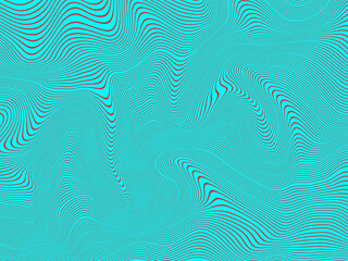 Red lines on a green background, waves on a turquoise.
