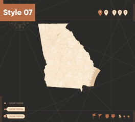 Georgia, USA - map in vintage style, retro style, sepia, vintage. Vector map.