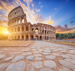 Coliseum or Flavian Amphitheatre (Amphitheatrum Flavium or Colosseo), Rome, Italy.