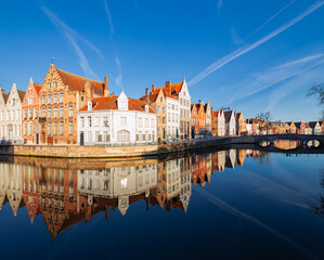 Traditional medieval architecture in the old town of Bruges (Brugge), Belgium