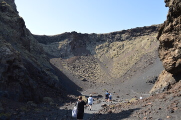 inside an old volcano crater on Lanzarote