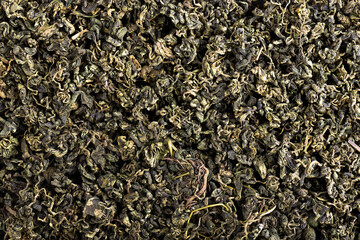 Dry gynostemma pentaphyllum leaf blackground. Jiaogulan or Miracle grass. Chinese herbal tea. Top...