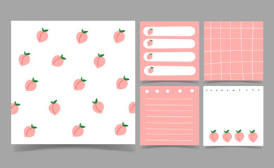 peach and pink memo notes Template for Greeting Scrap booking Card Design. abstract background.