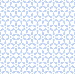 Abstract Blue Seamless Geometric Floral Pattern and Texture.