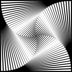 Whirl Torsion Motion Illusion in Abstract Op Art Pattern.