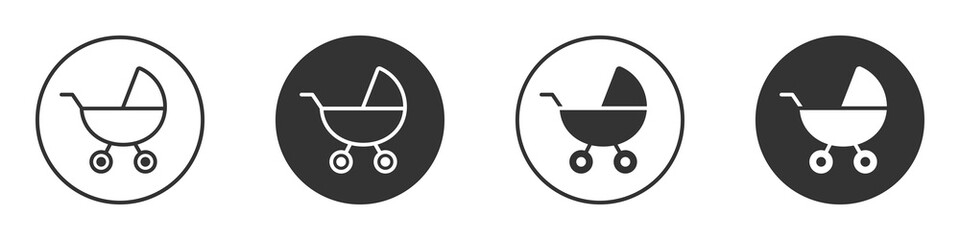 Baby stroller icon. Simple baby carriage icon. Vector illustration. © Burbuzin
