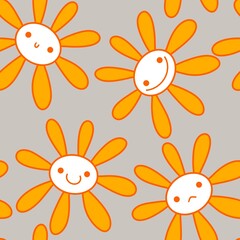 Cartoon kids floral seamless flower pattern for fabrics and wrapping and clothes print and notebooks