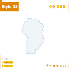 Cordoba, Argentina - grid map isolated on white background. Outline map. Simple line, vector map.
