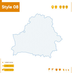 Belarus - grid map isolated on white background. Outline map. Simple line, vector map.