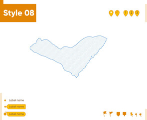 Alagoas, Brazil - grid map isolated on white background. Outline map. Simple line, vector map.