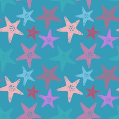 Summer ocean seamless sea star pattern for clothes print and accessories and kids and fabrics and wrapping paper