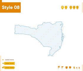 Santa Catarina, Brazil - grid map isolated on white background. Outline map. Simple line, vector map.