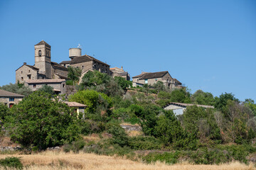 Fototapeta na wymiar view from a village built atop a limestone outcrop 