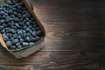 Fresh picked blueberries in a basket, picked in Ontario, Canada