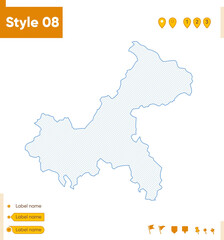 Obraz premium Chongqing, China - grid map isolated on white background. Outline map. Simple line, vector map.