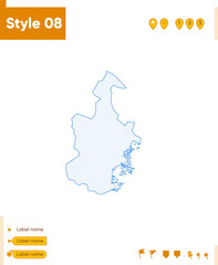 Tianjin, China - grid map isolated on white background. Outline map. Simple line, vector map.