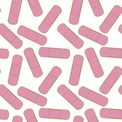 Medicine plaster seamless cartoon patch pattern for clothes print and wrapping paper and drugstore and kids
