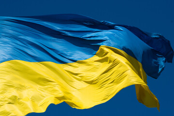 Ukrainian flag country symbol. Ukraine background, waving, national, patriotic, striped, patriotism, blue, abstract, freedom, texture, object, country, celebrate, nation, patriot.