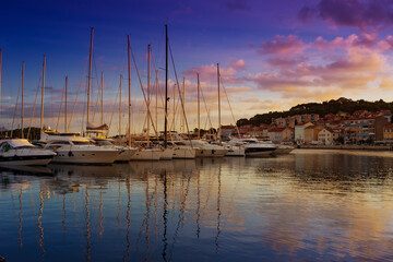 Obraz premium morning view of Marina in Mali Losinj, Croatia.