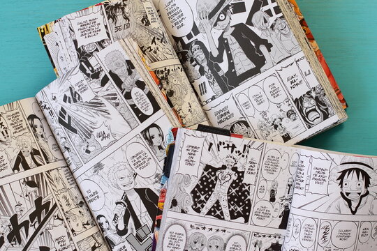 One piece manga book, japanese comic style in Spanish, Vitoria, Spain, July of 2022