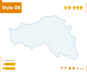 Belgorod Region, Russia - grid map isolated on white background. Outline map. Simple line, vector map.