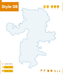 Chelyabinsk Region, Russia - grid map isolated on white background. Outline map. Simple line, vector map.