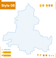 Rostov Region, Russia - grid map isolated on white background. Outline map. Simple line, vector map.