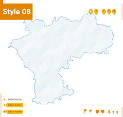 Obraz premium Ulyanovsk Region, Russia - grid map isolated on white background. Outline map. Simple line, vector map.