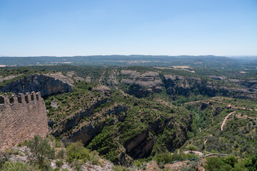 Fototapeta na wymiar a limestone outcrop of the Eocene age, Alquezar, Huesca Spain