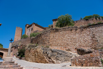 Fototapeta na wymiar Alquezar, a church constructed at the top of a limestone outcrop, Huesca Spain